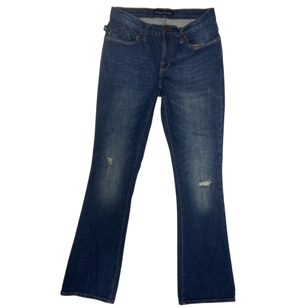 Rock & Republic Kasandra Distressed Mid Rise‎ Bootcut Denim Jeans Women's 10